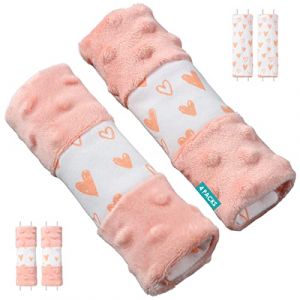 4 Pièces Protège-Ceintures pour Sièges Auto et Cosys,Protege Ceinture de securite Enfant Protege Ceintures Bébé Fille épaulettes pour siège d'auto/Poussette (Rose 15 x 5cm) (Dian Sheng Zhi Neng, neuf)