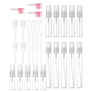 TPZORJX 15Pcs Vaporisateur Parfum Vide Rechargeable Mini Bouteille Spray Verre 3ml 5ml 10ml Mini Flacon Parfum Vide Voyage en Verre avec Pipettes et T&ecirc;te de Pressage Portable Flacons Atomiseurs (Sunlaxy OU, neuf)