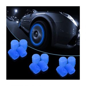 Adunsiaoto 12 Pi&egrave;ces Lumineux Valve Pneu Voiture avec Lumineux Couverture, Bouchons Valve de Pneu de Voiture Fluorescents Universels, Bouchons de Valve Voiture Lumineux, pour Camion(Bleu) (dunsiaoto, neuf)