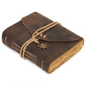 GlobeeCraft Cahier journal vintage style marin rustique, papier de coton fait &agrave; la main, id&eacute;al comme carnet de voyage ou agenda vintage, carnet de notes de luxe, 21 x 17 cm (Akos Market, neuf)