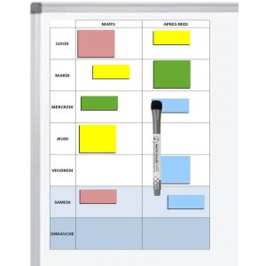Planning Semaine Magn&eacute;tique Effa&ccedil;able 30X20 cm A4 + 10 Magnets + 1 Marqueur, Planning Entreprise, 7 Jours Matin + Apr&egrave;s-Midi (CODEX ACTION, neuf)