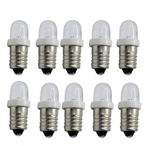 Ruiandsion Lot de 10 mini ampoules LED 6 V Culot E10 - Éclairage blanc/bleu/rouge/vert/jaune (blanc) (Ruiandsion, neuf)