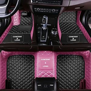 Tapis de Sol personnalisé pour Voiture en Cuir PU imperméable et antidérapant, Tous modèles de Voiture, Toutes Marques (Rose + Noir) (MAMTT, neuf)