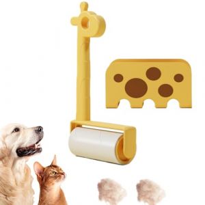 Rouleau Adh&eacute;sif | Enleve-Peluche R&eacute;utilisable - Brosse R&eacute;utilisable Portable Forme Girafe pour Chats Chiens Tapis Voyage (haashu, neuf)