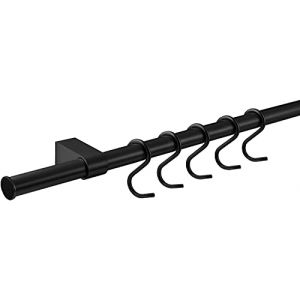 Gedotec Barre de cuisine design Syst&egrave;me de barre murale cuisine | Noir mat | Kit de barre longueur : 1200 mm | Syst&egrave;me de barre avec 5 crochets en S avec mat&eacute;riel de fixation | 1 kit complet - Barre (HWT Pro, neuf)