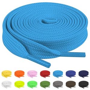 TBOC Lacets Ruban Plats [Bleu Clair] Lacet Plat [90 cm] Chaussures Baskets Patin Sport | Compatible avec Chaussure Converse Nike Air Force Adidas Stan Smith Puma Timberland Vans pour Enfant Adulte (THE BIG OUTLET COMPANY, neuf)