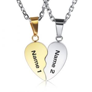 OTXIXTO Collier Personnalisé Cœur pour Hommes Femmes Puzzle Cœur Collier Assorti pour Couples Acier Inoxydable Gravure Nom/Date Ensemble Collier Pendentif Coeur avec Pierre de Naissance - A2 (OTXIXTO, neuf)