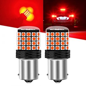 Sidaqi 1156 BA15S P21W LED Rouge Ampoules de feux de freinage 12-24V 54SMD 3030 42W Super Bright 2200LM Canbus P21W Ampoule LED pour feux de recul de frein Feux de stationnement Stop Feux arrière-2PCS (Caiwanbing, neuf)