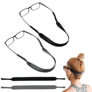 GXGM 2 Pièces Attache lunette Sport,Cordon pour lunettes Homme,Cordon lunettes Sport Nautique,Cordon à lunettes en Néoprène Flottant,Sangle de Fixation(Noir +Gris) (GXGM, neuf)