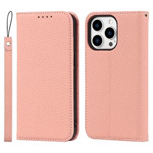 Cavor Coque iPhone 14 Pro avec Cordon,Etui iPhone 14 Pro,Flip Cuir véritable Portefeuille Étui en Cuir,[4 Porte Cartes][Magnetique],Collier Housse Etui à Rabat pour iPhone 14 Pro - Rose (Copmob, neuf)