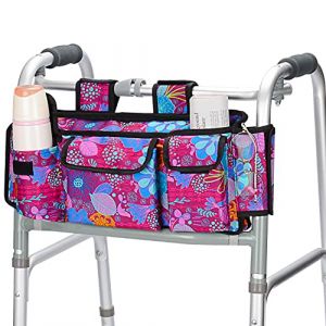 supregear Marcheur Sac, de Haute Qualité Panier De Marche Pliable Organisateur Pochette Pour N'importe Quel Walker Style Rollator et Fauteuil Roulant, Violet Floral (J&D Tech FR, neuf)