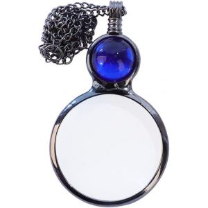 TOFBS Loupe Pendentif Ronde R&eacute;tro Cha&icirc;ne M&eacute;tallique Grossissement Puissant Lecture Inspection Bijou Vintage Pratique Portable (KONSTANTINOU-A, neuf)