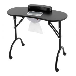 Table à ongles avec aspiration, table de manucure pliable avec coussinet de poignet, sac d'aspirateur à 4 roues, table de manucure portable pour la maison, les salons de manucure (noir) (TkkMivcOC, neuf)