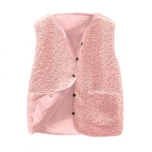Gilet Femme Court Fausse Hiver Fourrure Manteau Col Debout sans Manches Cardigan Imitation Fourrure Gilets en Molleton Polaire Doux Grande Taille Laine Manteaux Sans Manches &Eacute;l&eacute;gant Mode Outerwear (⭐⭐⭐⭐⭐AEGJEGVD⭐⭐⭐⭐⭐, neuf)