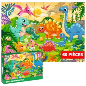 QUOKKA Puzzles pour Enfants De 3 &Agrave; 4 Ans - Puzzles De 60 Pi&egrave;ces pour Enfants De 5 &Agrave; 6 Ans - avec B&eacute;b&eacute;s Dinosaures - Jeu &Eacute;ducatif - D'&Acirc;ge Pr&eacute;scolaire (Adducate Inc., neuf)