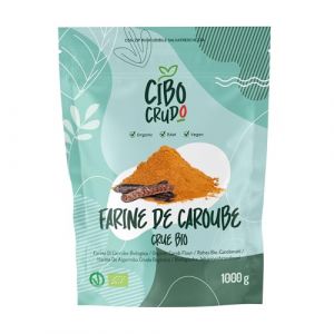 Poudre de Caroube Bio - 1Kg. Farine de Caroube Alimentaire Sans Sluten pour Glaces. Poudre de Farine de Oulpe de Caroube. Raw Organic Carob Powder. (CiboCrudo Bio, neuf)