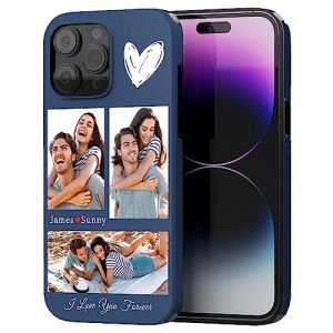 Easycosy Coque Personnalisée Photo & Texte Double Couche pour iPhone 16 15 14 13 12 11 Pro/Max/Mini XR X XS Max Coque Personnalisable Etui en TPU Souple Antichoc Cadeau Personnalisé pour Ami Famille (Easycosy Home, neuf)