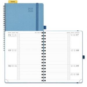 POPRUN Agenda 2025 2026 Semainier 22 x 16,5 cm D'Août 2025 à Déc 2026, Planner Disposition Horizontale Scolaire 17 Mois avec Couverture Souple Spirale, Règle et signet, Papier 80g/m², Aigue marine (Time Works Wonders, neuf)