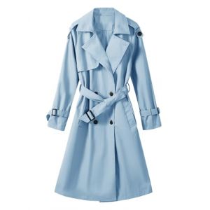 Tuopuda Trench Femme Printemps Automne, Trench Coats Double Boutonnage, Blazer Manteau Jacket Long Col Rabattu Classique Coupe Vent Veste OL Bureau Affaires Outerwear L&eacute;ger Casual, Bleu, M (GHF-Direct, neuf)