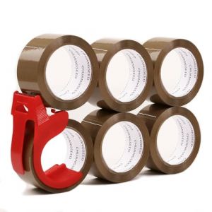 CHUANGSEED Lot de 6 rouleaux Ruban adhésif marron pour l'emballage de cartons, Ruban d'emballage brun 48mmX66m,la réparation de conduites d’eau, le ruban ménager demenagement,brown packing tape (CHUANGSEED, neuf)