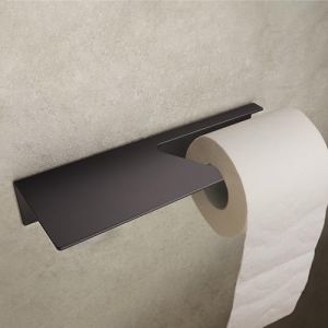 Design Hambourg Porte Papier Toilette sans Percer I Support Papier Toilette Salle de Bain Mural Auto Adhésif I Porte-Rouleau Papier WC I Noir Mat | avec étagère (Designfabrik Hamburg, neuf)