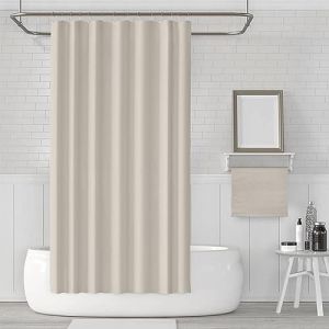 Chenbing Art Rideau de Douche 140x220cm Beige Extra Long et imperméable Rideau de Douche en Tissu en Polyester Rideau pour Salle de Bain Lavable en Machine avec Crochets pour la Maison, l'hôtel (NaLei, neuf)