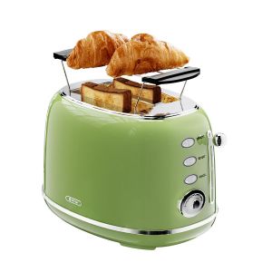 Wiltal Grille-Pain Rétro 2 Fentes en Acier Inoxydable - Grille Pain Compact avec Support à Viennoiseries, 6 Niveaux, Décongélation, Réchauffage, Arrêt Automatique – Petit Grille Pain (Cobridge GmbH, neuf)