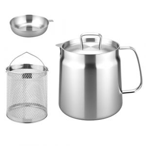 LUOJINYI Pot de Filtre &agrave; Huile en Acier Inoxydable, 2L Friteuse a Huile avec Filtre &Agrave; Mailles Fines et Panier &agrave; Friture, Panier Friteuse pour Stockage de l'Huile de Friture et Graisse de Cuisson (AUTORULATE STAR S.R.L., neuf)