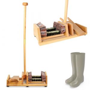 FISHTEC -Tire Bottes / 4 Brosses - Retire Botte Extérieur ou Intérieur avec Mât d'équilibre et Brosse à Bottes - Grattoir à Chaussures - Pratique pour enlever Ses Bottes sans Effort - 90 CM - Bois (SOLDELA ®, neuf)