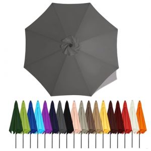 Auvent De Remplacement Pour Parasol De Terrasse 2m 2.3m 2.5m 2.7m 2.8m 3m 3.5m 4m 6/8 Baleines, Toile De Parasol Pour Cour Jardin Plage, Protection UV Housse De Rechange(Gray,2.8m - 6Ribs) (Xiaobaodian, neuf)