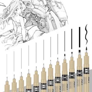 Yuqilin 12 Pi&egrave;ces Feutre Noir Pointe Fine, Feutre Professionnel Dessin, Plume Encre de Chine, Stylo Indelebile Pointe Fine, pour les Manga, &eacute;Criture, Conception D'Illustration et Dessin (HEJIA EU, neuf)
