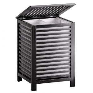 SMIBUY Double panier &agrave; linge avec couvercle, panier &agrave; linge en bambou 120L avec sac de doublure amovible, trieur &agrave; linge &agrave; 2 sections pour buanderie, salle de bains, chambre (noir) (Smibuy direct, neuf)