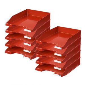HAN 1027-X-17, corbeille &agrave; courrier KLASSIK, moderne, &eacute;l&eacute;gante et de look haute brillance. Lot de 10 unit&eacute;s, rouge (Smart Distribution Technologies GmbH, neuf)