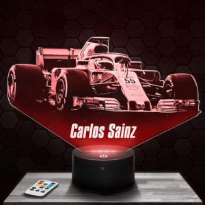Lampe de chevet, Veilleuse Tactile Formule 1 F1 - C. Sainz Lampe 3D LED illusion, Idée cadeau Noël anniversaire garçon et fille Effet Hologramme 3D chambre d'enfant ou adulte TOP (Lampephoto-fr, neuf)