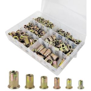300 Pièces Écrou à Riveter Kit, M3/M4/M5/M6/M8/M10 Insert Fileté, Fer Ecrou a Sertir, Écrous Filetés à Tête Plate, Éécrous à Rivets Aveugles avec Filetage, pour Ateliers, Entrepôts, Usines (1) (Joochees, neuf)