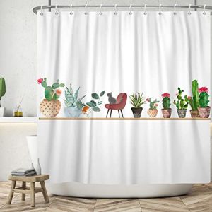 Ttincceer 152x183cm Cactus Chat Rideau de Douche Vert désert Plante Animaux Rideaux de Douche Aquarelle Cactus Pet Chat Rideau de Bain Rideau de Baignoire étanche, Zt-yjy01119 (Zhanghaostore, neuf)