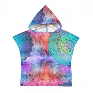 Proumhang Poncho de Surf/Bain/Piscine/Plage pour Enfants,Serviette de Bain &agrave; Capuche en Microfibre,Peignoir &agrave; Langer en &eacute;ponge,Poncho de Bain &agrave; Capuche pour Gar&ccedil;ons et Filles Mode 11 75x60cm (labellevie_NO1, neuf)