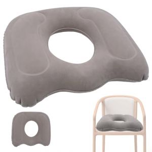 LTHERMELK Coussin orthop&eacute;dique pour h&eacute;morro&iuml;des pour si&egrave;ge pour voiture et bureau &ndash; Gonflable, 48x48x12cm, en PVC &eacute;cologique avec rev&ecirc;tement pelucheux &ndash; Coussin de confort portable pour les douleurs (DCYB, neuf)