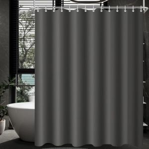 Lerores Rideau de douche, 200 x 200 cm, gris fonc&eacute;, ourlet lest&eacute;, anti-moisissure, imperm&eacute;able, lavable, en tissu polyester, pour salle de bain, baignoire avec 12 anneaux de rideau de douche (zhixingwangluokeji, neuf)