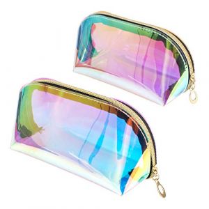 Jubaopen 2PCS Trousse Cosmétique Trousse de Maquillage Trousse de Toilette Imperméable Trousse de Maquillage Irisé Sac Cosmétique Holographique pour Femmes Filles (eMeta-eHifi EU, neuf)