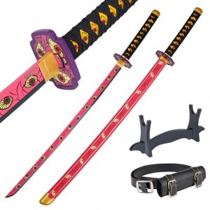 57 SPECIAL REPLICAS Katana Demon Slayer en Bois | Catana Tanjiro 105 cm | Sabre Démon Slayer Decoration | Épée Bambou Cosplay | Anime Samouraï Ninja Sword | Kokushibo's Kyokokukamusari Katiana (SPECIALREPLICAS, neuf)