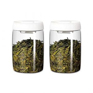 Pot a sucre Récipients de stockage de thé en verre transparent Récipients à café avec couvercle scellé sous vide, bocal en verre de cuisine servant une boîte de stockage de nourriture for feuilles de (lulugongsi, neuf)