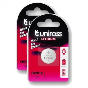Uniross Pack de 2 Piles Lithium CR2016, 3V (Stock Bureau Maison Bien-être, neuf)