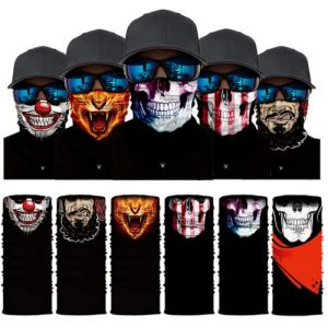 Freesom Lot de 6 Cache Cou Col Visage Couvre-Chef Modo Ete Bandana Tube Homme Tete de Mort Crane Cagoule Tour de Cou Elastique Respirant Anti-solaire Sport Velo Vintage Cadeau Pas Cher (Cabrianne, neuf)