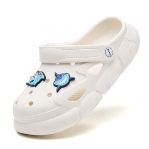 Chaussures Sandales Sabots Enfants &ndash; EVA Requin Pantoufles &Eacute;t&eacute; Antid&eacute;rapantes pour Gar&ccedil;on Fille, Mules de Jardin White-32-33 (ElioGn-EU, neuf)