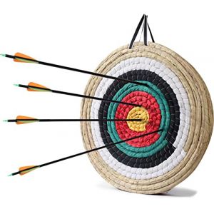 Cible de tir &agrave; l'arc, 50cm Cible de Paille Traditionnelle Faite &agrave; la Main, Accessoires de tir &agrave; l'arc en Plein air pour,Arc de Chasse,arbal&egrave;te,Adultes,Enfants,d&eacute;butants et Professionnels (VersonyShop Kft., neuf)
