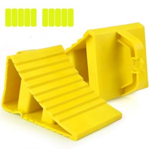 Cales de roue en plastique antid&eacute;rapant avec 2 cales de frein pour camion, voiture, remorque, caravane, camping-car (DONGSSM, neuf)