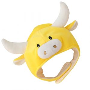 TINEASUR 1 Pc chapeau tête de taureau mignonette migneaux casquettes déguisement femme chapeau de costume de boeuf déguisement enfant vêtements chauds équipement de fête en peluche Yellow (Sauxi, neuf)