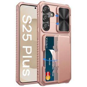 Vihibii pour Samsung Galaxy S25+Plus Coque avec Fentes pour Cartes [RFID Blocking]，Protection Cache Objectif, TPU Militaire Robuste Coque Antidérapant Wallet Housse pour Samsung S25+Plus 6,7", Or Rose (Vihibii FR Store, neuf)