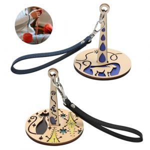 Lot de 2 Porte Pelote de Laine Portable, Porte Fil de Poignet en Bois, Support D&eacute;rouleur Pelote de Laine avec Dragonne pour &Eacute;viter les Enchev&ecirc;trements et les D&eacute;placements de Fil (DGMAIXIN, neuf)